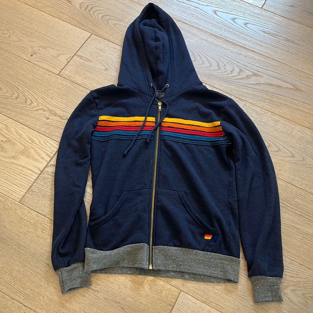 5 stripe aviator nation hoodie - navy